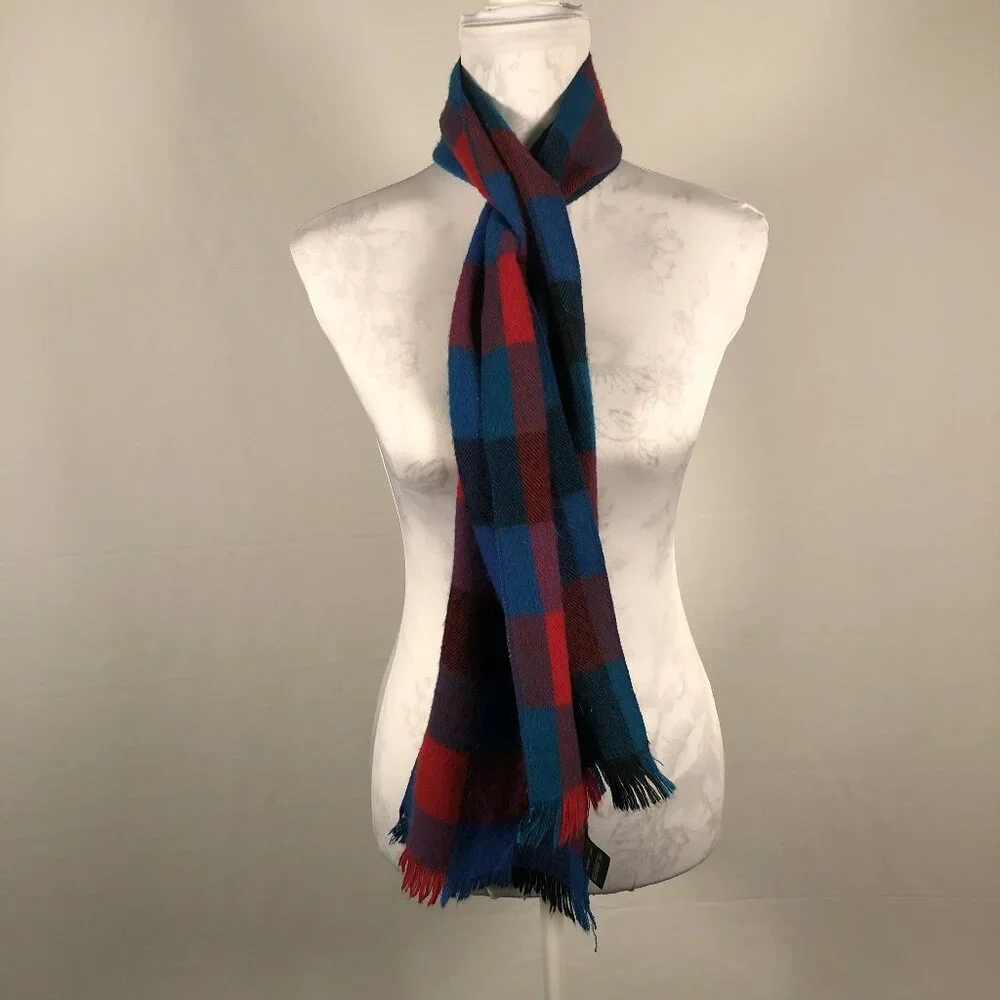 🧣 Vintage Plaid Acrylic Scarf — Made in Korea (RN 51914)